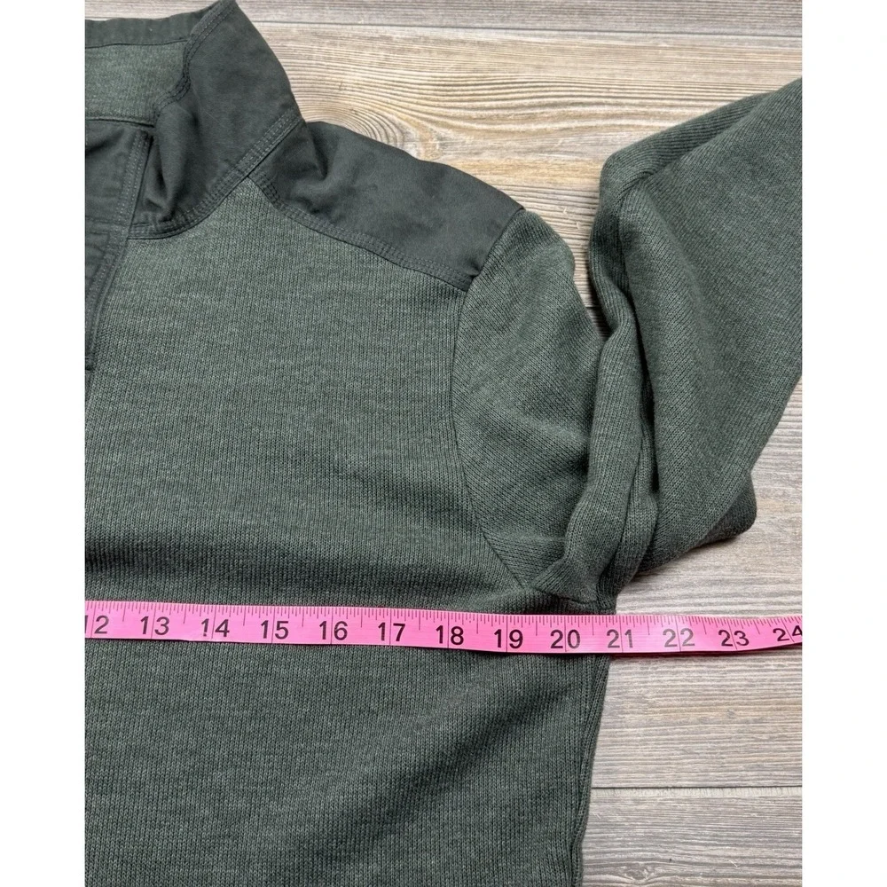 Banana Republic Mens MED 1/4 Button Henley Shirt Green Cotton Blend Long Sleeve